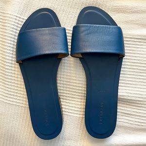 Everlane blue leather slides